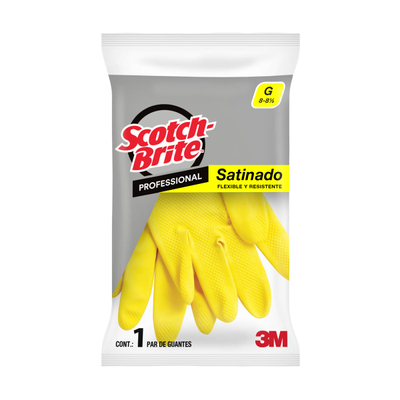 3M Guante de Limpieza Satinado Scotch-Brite Profesional  G 8-8 1/2 Amarillo Grande ME400000597