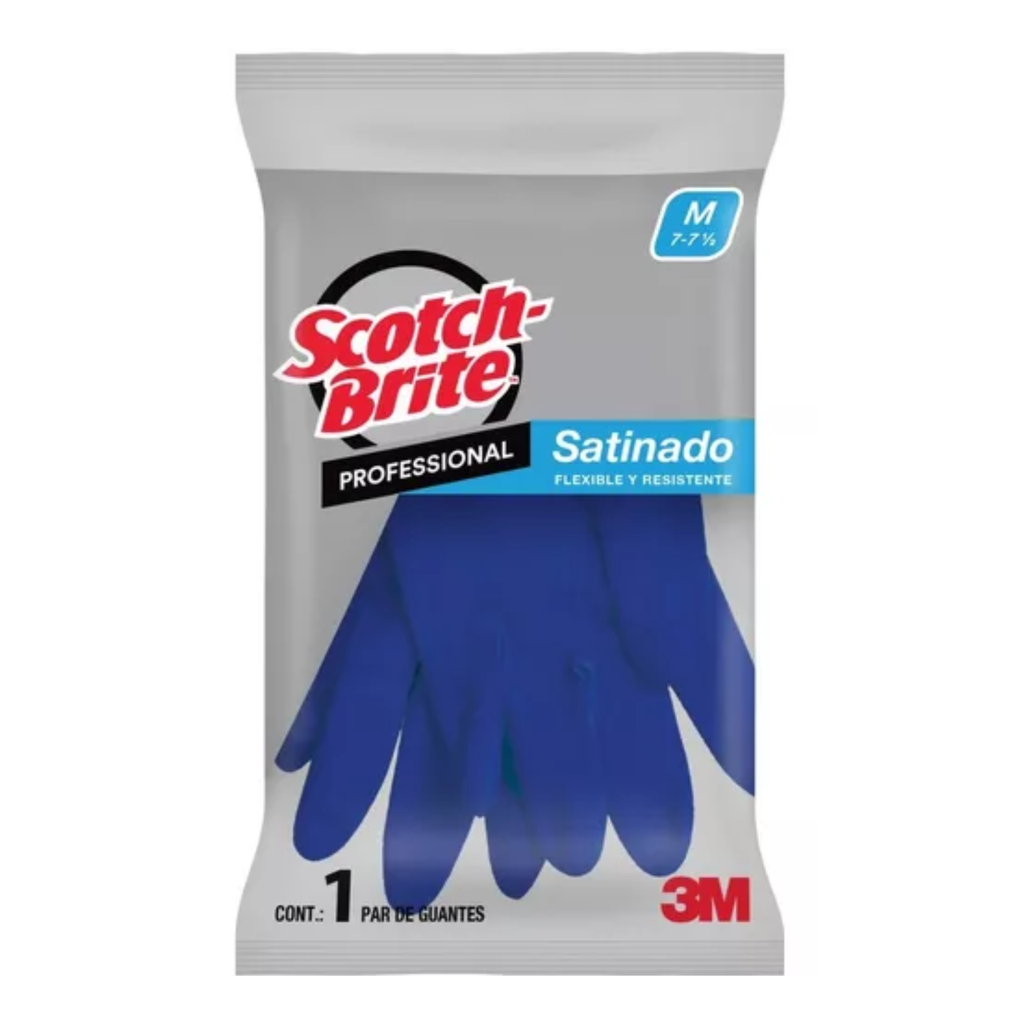 3M Guante de Limpieza Satinado Scotch-Brite Profesional M7-7 1/2 Azul Mediano ME400000522