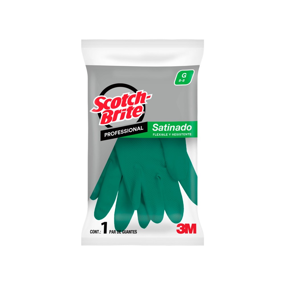 3M Guante de Limpieza Satinado Scotch-Brite Profesional G 8-8 1/2 Verde Grande ME400000571