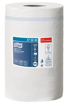 TORK Reflex Wiping Paper M3 (Mini) Rollo 420 hjs /1hj 19.8 x 35 / Bco 732007