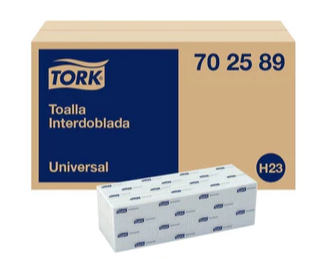 TORK Universal Toalla Interdoblada Paquete 200 hjs /2hj 24.0 x 21.5 / Bco 702589