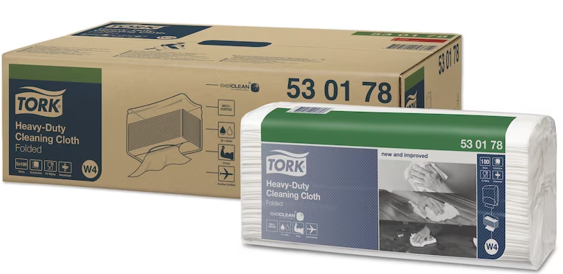 TORK Heavy-Duty Cleaning Cloth Paquete 100 hjs /1hj 42.8 x 35.5 / Blanco 530178