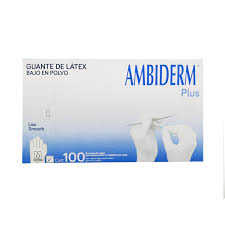Ambiderm Guante Plus Liso Blanco Mediano Caja C/100 Pza Cod. 100100023
