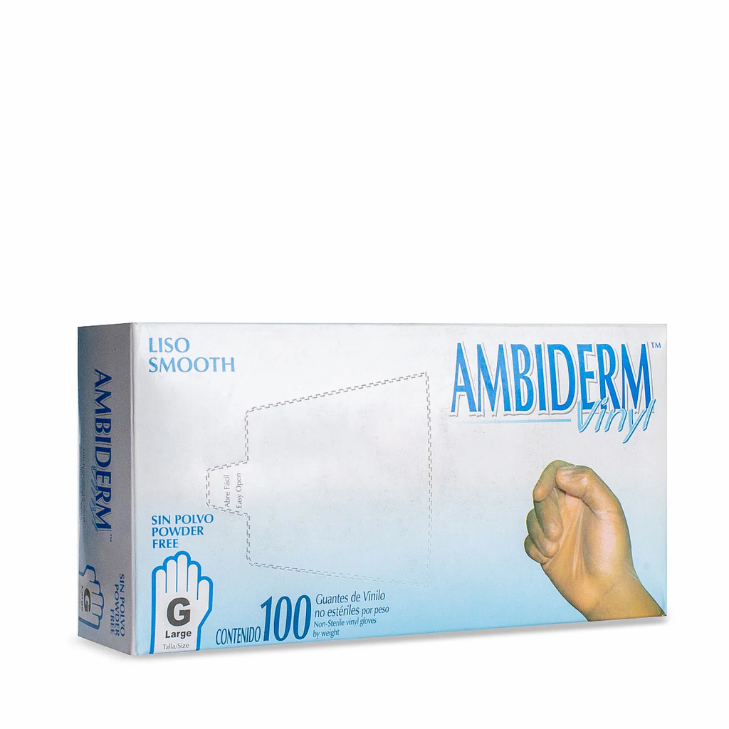 Ambiderm Vinyl Bajo en Polvo Liso Libre de Látex Talla: G Color Transparente 100104112