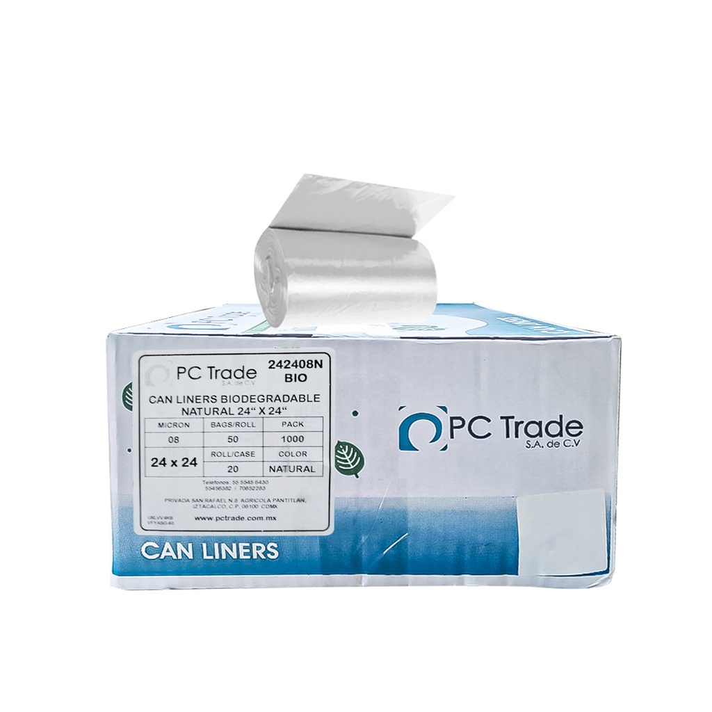 Bolsa Rollo  24x24" 50 Pz Cal 08 Natural 242408N-BIO