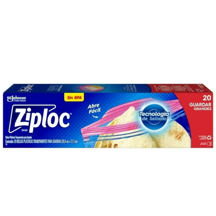Ziploc Bolsa Grande C/20 Piezas (26.8 cm x 27.3 cm)