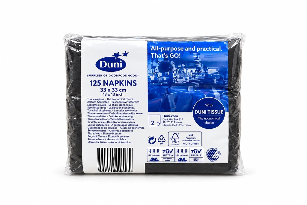 Duni Go Servilleta Negra Caja 16 paq C/125