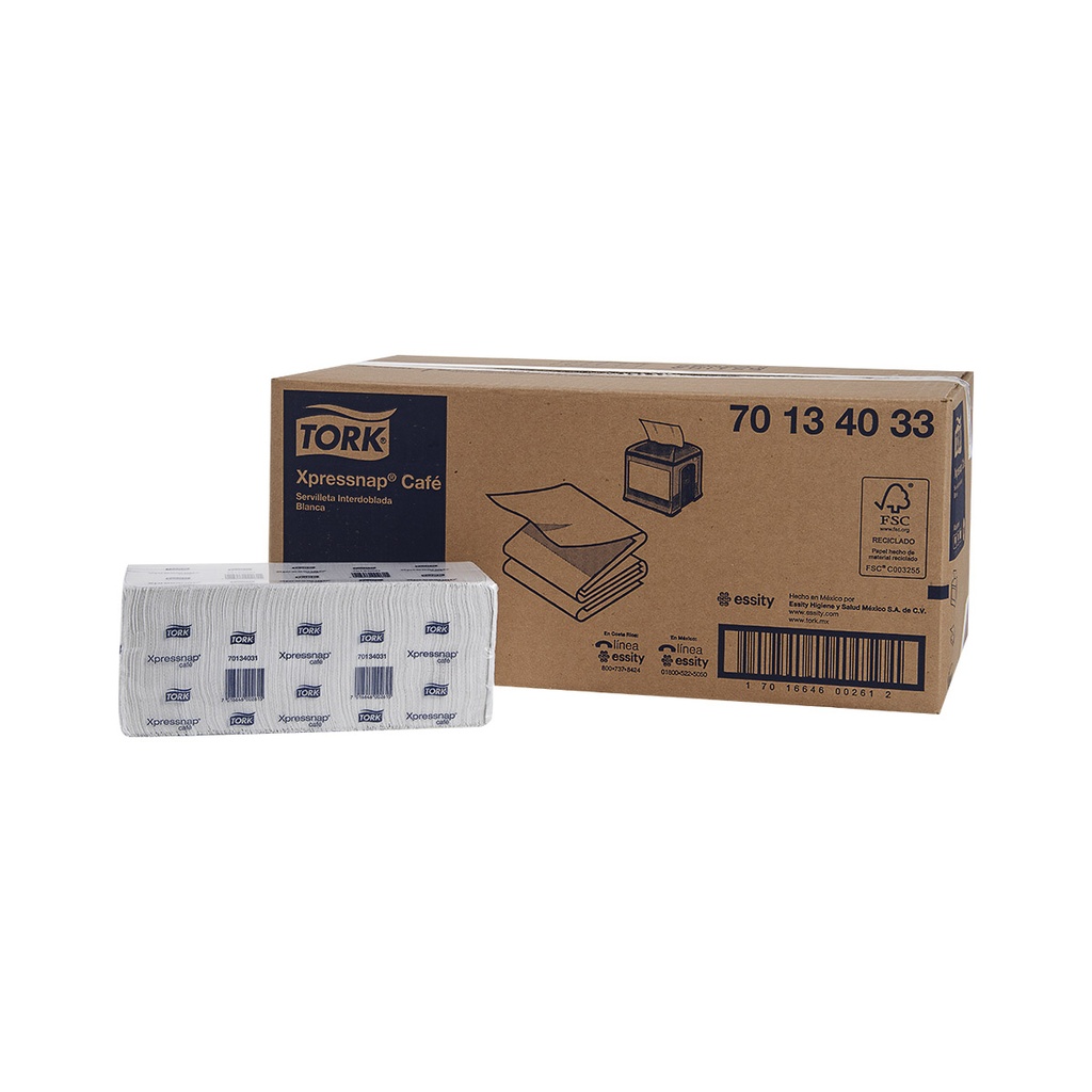 TORK Xpressnap Café Napkin Universal Paquete 500 hjs /1hj 21.6 x 21.6 / Bco 733581