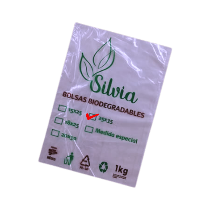 Bolsa Natural Biodegradable Marca Silvia 25x35 cm kilo