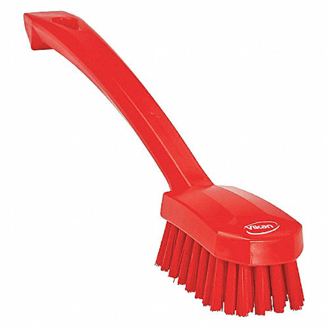 Vikan Cepillo Lava Platos Polipropileno Cabezal Estrecho y Pequeño Cerda Dura 11" Rojo 42374