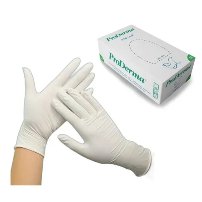 Uniseal Guante Proderma Examen Latex Blanco Mediano 004-7