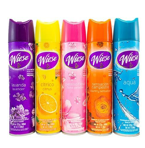 Aromatizante ambiente marca wiese aerosol 323 gramos varios aromas