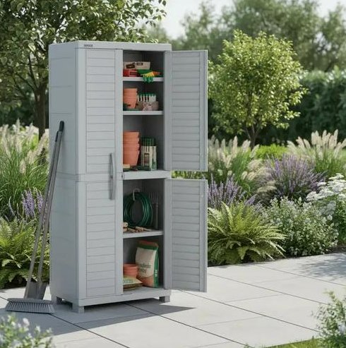 Armario Plástico Gabinete Multiusos para Exterior