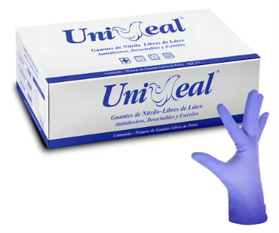 Uniseal Guante De Exploracion No Esteril Nitrilo Lila C/100 Pz Mediano