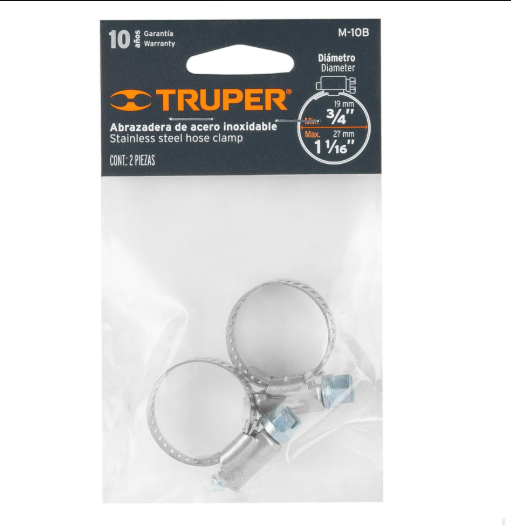 Abrazadera Bolsa C/2 abrazaderas sin fin  10, 3/4 - 1-1/16"