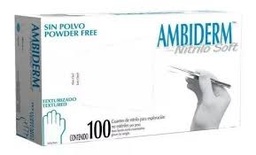 [SEGPERAMB040] Ambiderm Nitrilo Soft Libre de Polvo Texturizado en Yemas Libre de Látex Talla: M Color Blanco 100106031