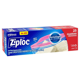 [MATZIP000001] Ziploc Bolsa Mediana C/25 Piezas (17.7 cm x 19.5 cm)