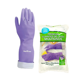 [JARCLEAN0003] Clean One Guante Premium De Látex Multiusos Morado Par Talla G